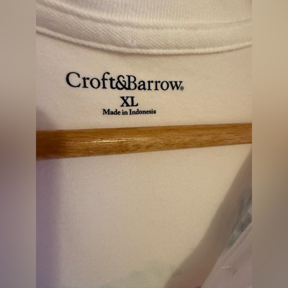 Croft & Barrow White Pink Rose Print Button Neck Polo Shirt size XL - Picture 14 of 16